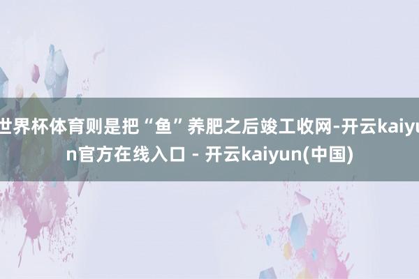 世界杯体育则是把“鱼”养肥之后竣工收网-开云kaiyun官方在线入口 - 开云kaiyun(中国)